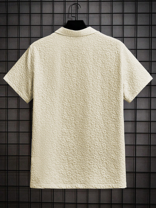 Cream Popcorn Half Sleeve Shirt