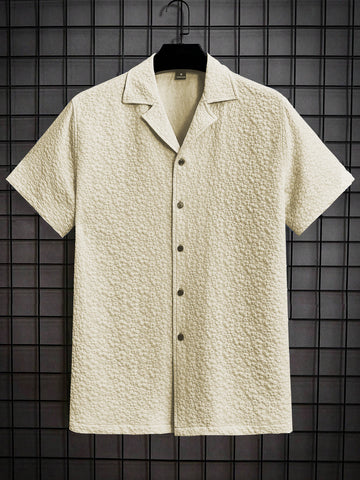 Cream Popcorn Half Sleeve Shirt