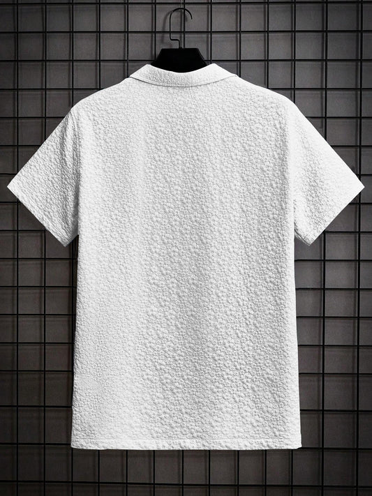 White Popcorn Half Sleeve Shirt