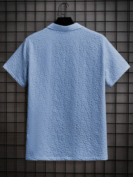 Sky Blue Popcorn Half Sleeve Shirt